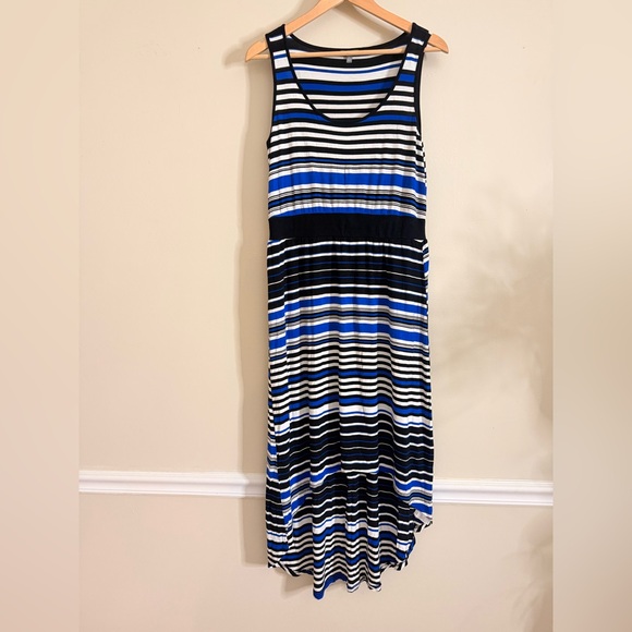 Neiman Marcus Dresses & Skirts - Neiman Marcus Black and Blue Striped Maxi‎ Dress size Large